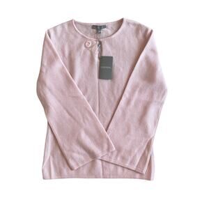 NEW Neiman Marcus Pink Cashmere Sweater Crewneck Keyhole Women's Size L